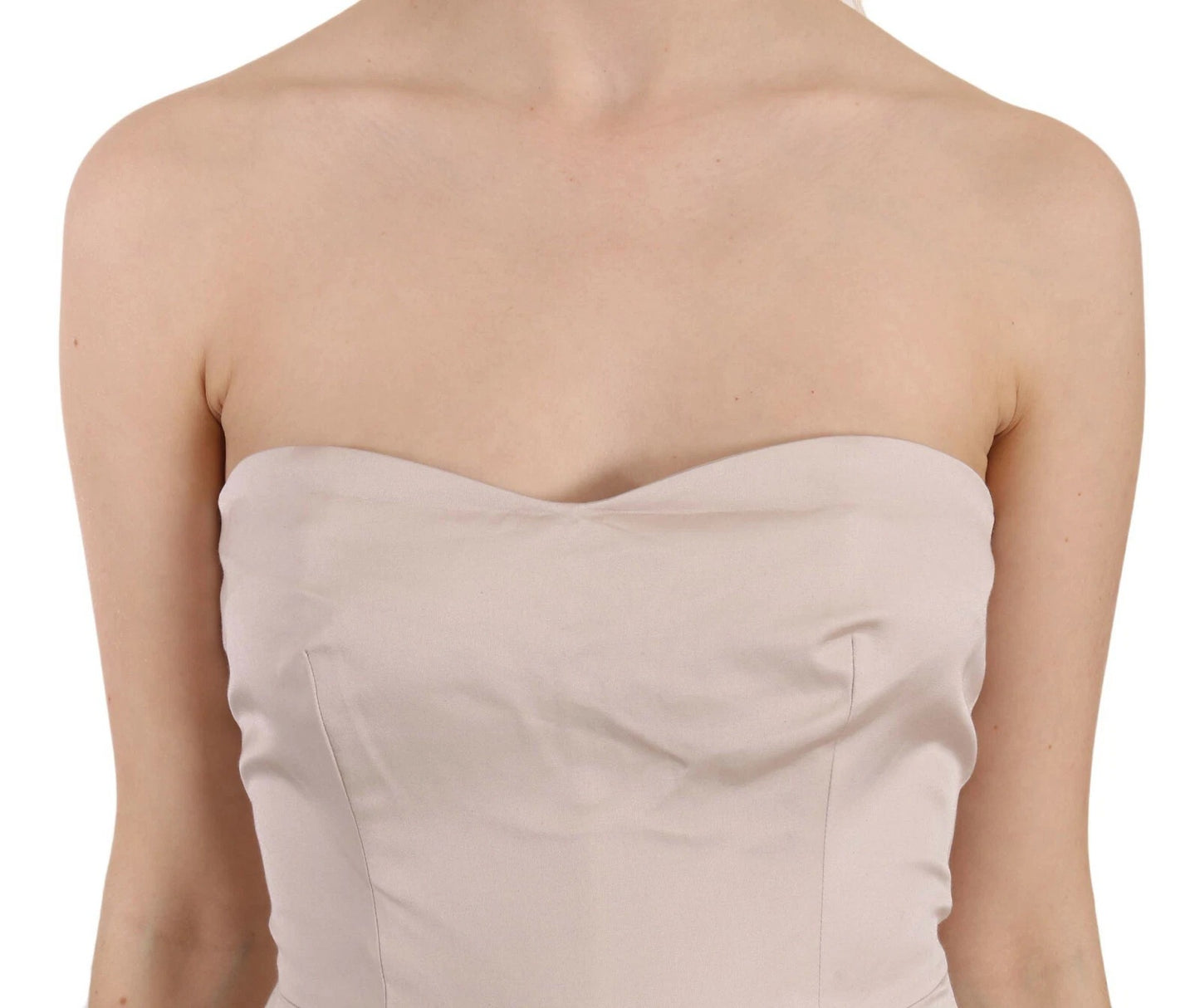 Dolce &amp; Gabbana – Beiges, ausgestelltes Ballkleid mit Pailletten und Blumenmuster