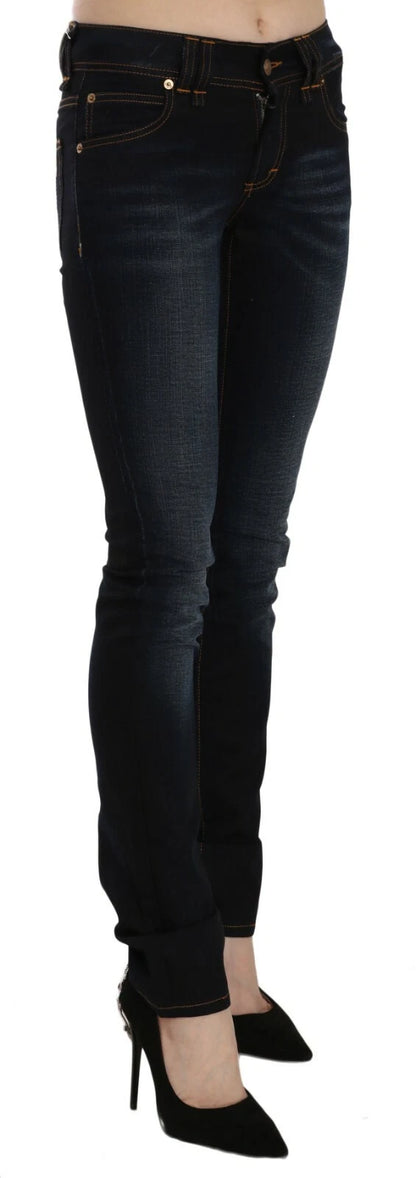 John Galliano Dunkelblaue Slim Fit Jeanshose aus Denim mit mittlerer Taille 