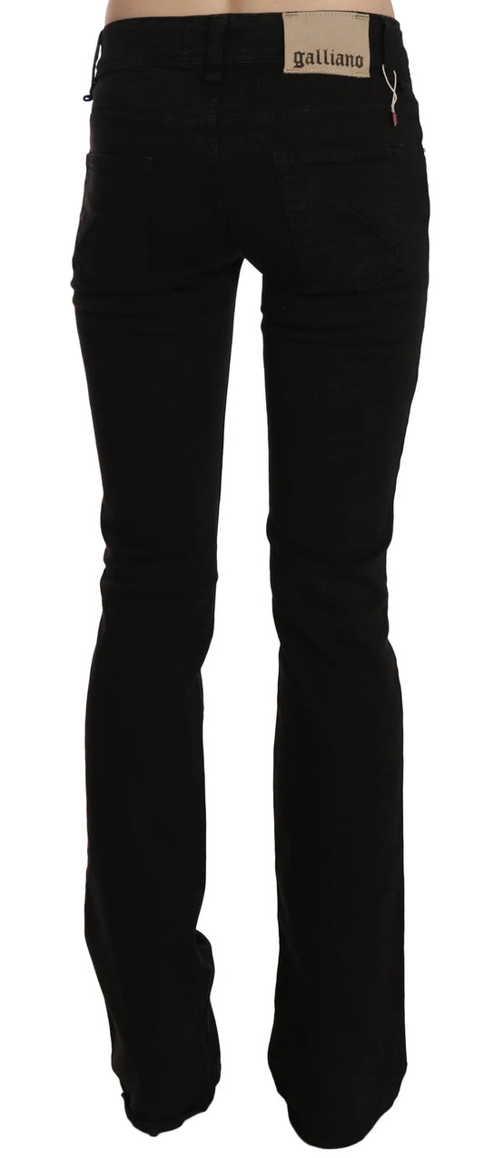 John Galliano Schwarze Jeans mit niedriger Taille und schmalem Bein 