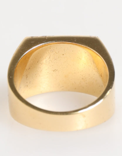 Dolce &amp; Gabbana Herrenring aus goldfarbenem Messing mit quadratischer DG-Logoplakette 