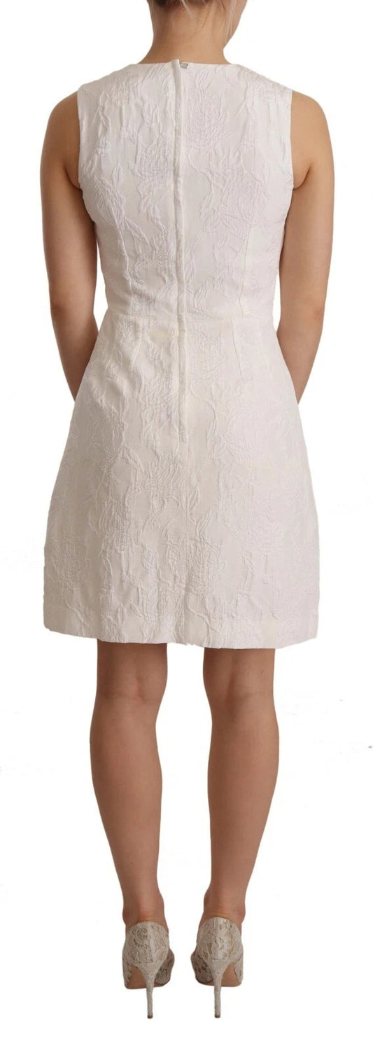 Dolce &amp; Gabbana – Weißes, ärmelloses Etui-Minikleid mit Blumenmuster