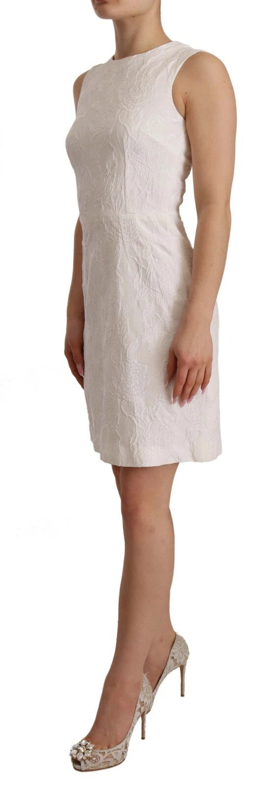 Dolce & Gabbana White Floral Sleeveless Sheath Mini Dress