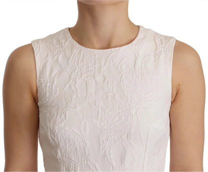 Dolce & Gabbana White Floral Sleeveless Sheath Mini Dress