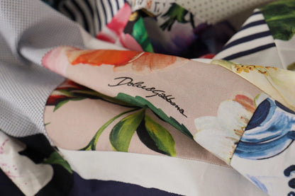 Dolce &amp; Gabbana – Mehrfarbiges, ausgestelltes Minikleid aus Popeline mit Blumenmuster