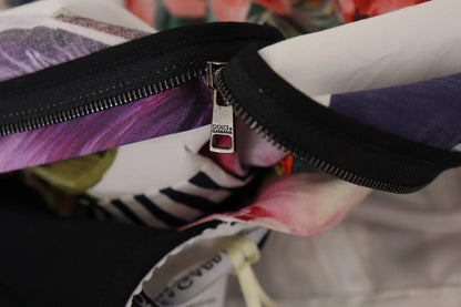 Dolce &amp; Gabbana – Mehrfarbiges, ausgestelltes Minikleid aus Popeline mit Blumenmuster