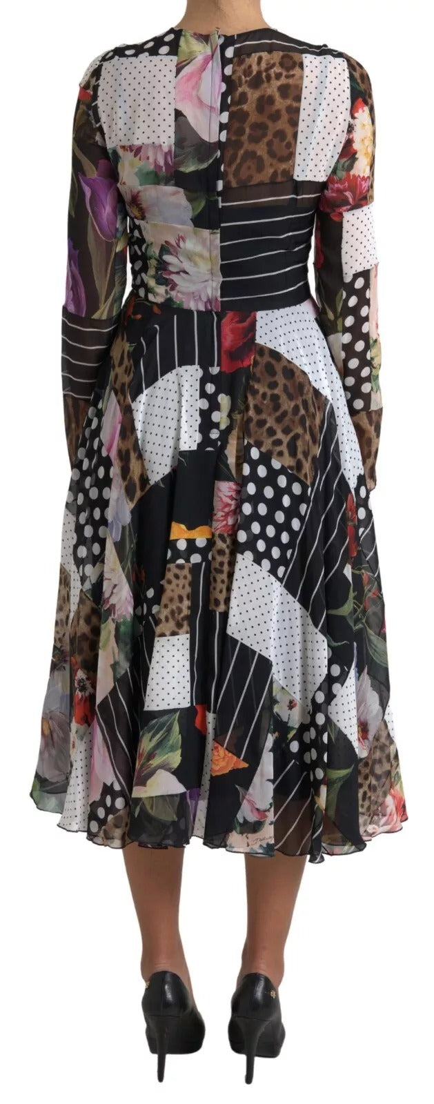 Dolce & Gabbana Multicolor Patchwork Floral Leopard Dress