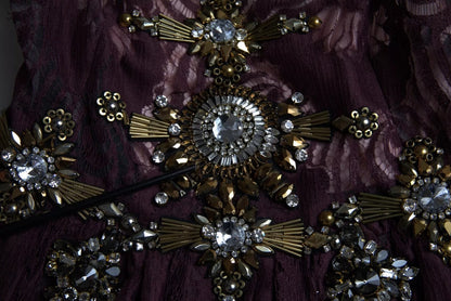 Dolce & Gabbana Purple Viscose Crystal A-Line Gown Dress