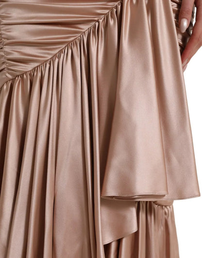 Dolce &amp; Gabbana – Etuikleid im Meerjungfrauenstil aus Stretch-Seide in Rosa