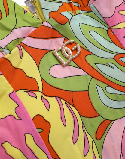 Dolce &amp; Gabbana – Ausgestelltes Minikleid aus Seide mit mehrfarbigem Blumenmuster