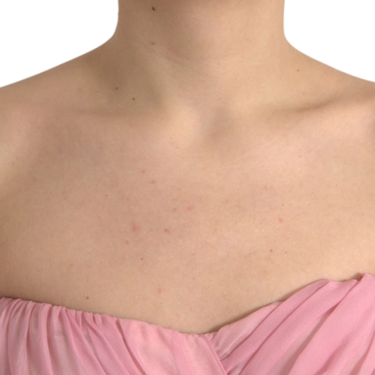 Dolce &amp; Gabbana – Trägerloses Maxikleid aus Seide in A-Linie in Rosa