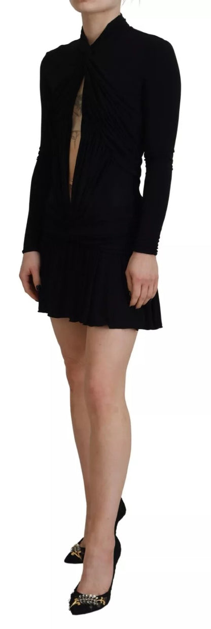 Dsquared² – Schwarzes Minikleid aus Viskose mit langen Ärmeln und Cut-Outs