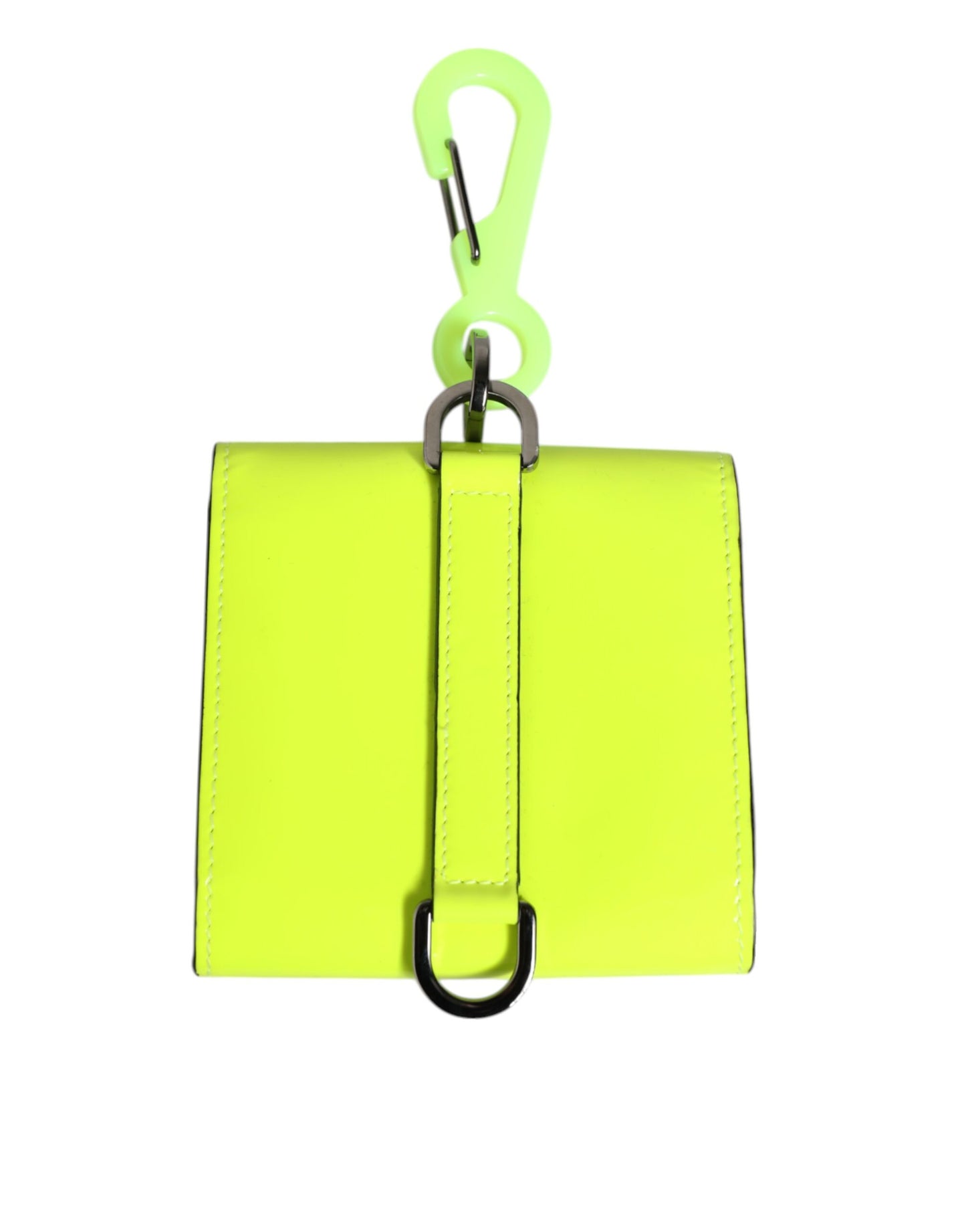 Dolce &amp; Gabbana Gelbgrüne zweifach faltbare Kartenetui mit DG-Logo und Umhängeband