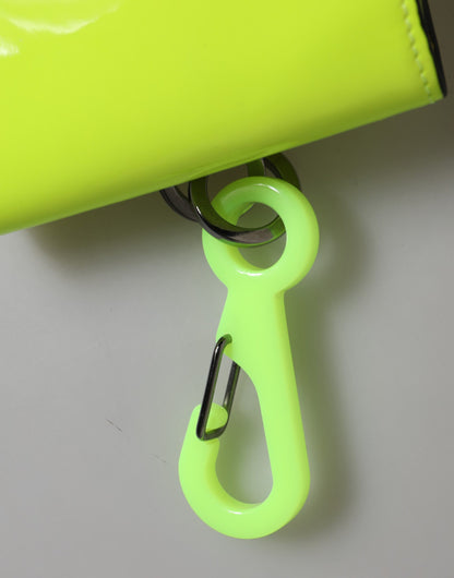 Dolce &amp; Gabbana Gelbgrüne zweifach faltbare Kartenetui mit DG-Logo und Umhängeband