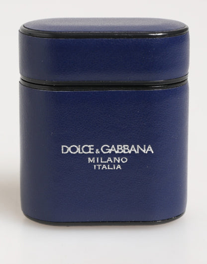 Dolce &amp; Gabbana Blaues Leder-Flip-Etui mit Logo-Print für Herren