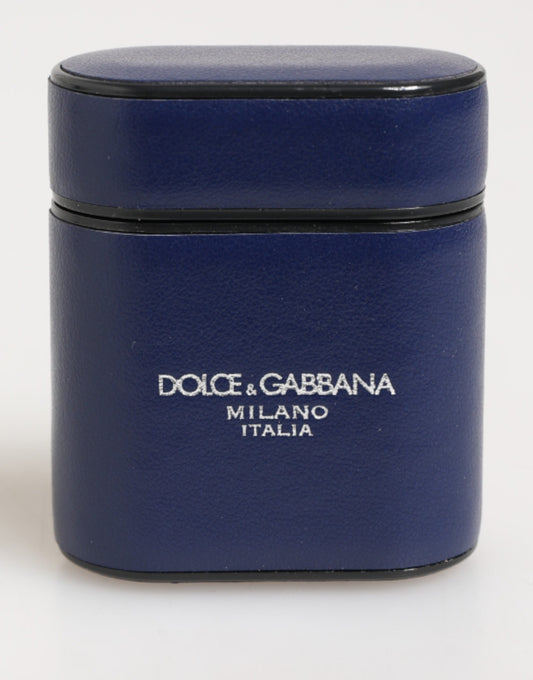 Dolce &amp; Gabbana Blaues Leder-Flip-Etui mit Logo-Print für Herren