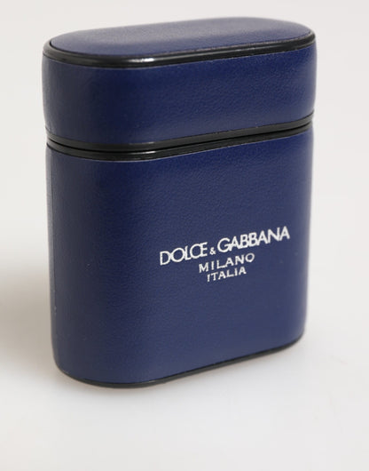 Dolce &amp; Gabbana Blaues Leder-Flip-Etui mit Logo-Print für Herren