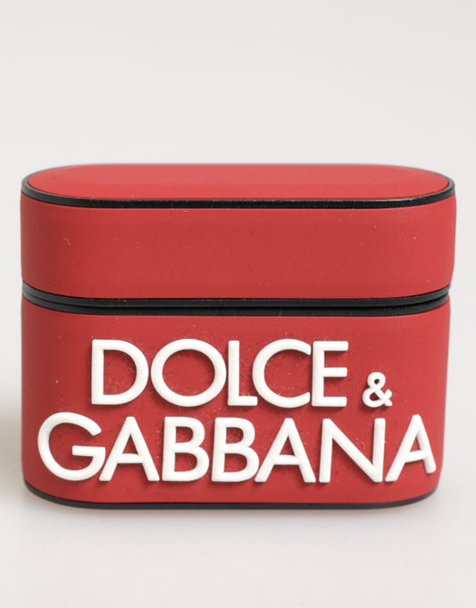 Dolce &amp; Gabbana – Airpods-Etui aus Silikon mit geprägtem Logo in Rot und Weiß