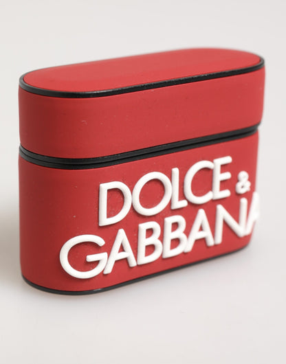 Dolce &amp; Gabbana – Airpods-Etui aus Silikon mit geprägtem Logo in Rot und Weiß
