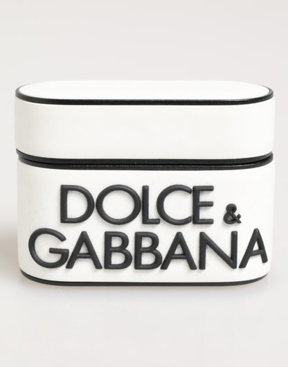 Dolce &amp; Gabbana – Airpods-Etui mit geprägtem Logo aus Gummi in Weiß und Schwarz