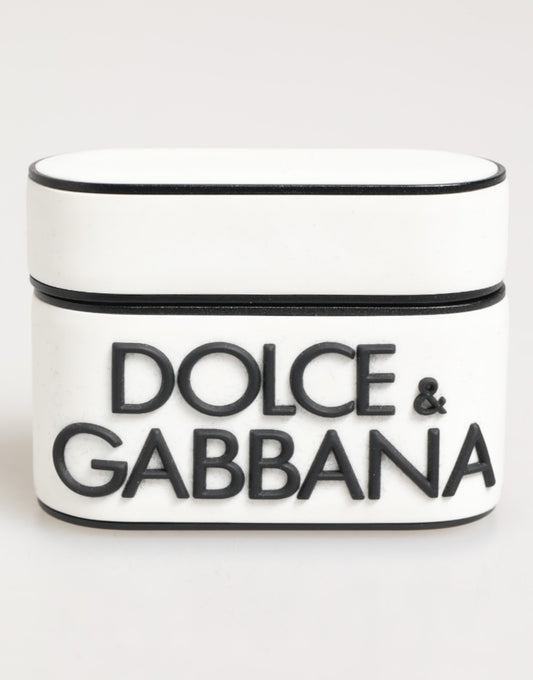 Dolce &amp; Gabbana – Airpods-Etui mit geprägtem Logo aus Gummi in Weiß und Schwarz