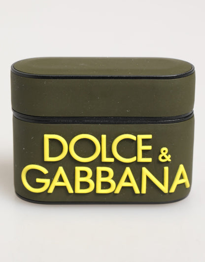 Dolce &amp; Gabbana – Airpods-Etui aus Gummi mit geprägtem Logo in Armeegrün