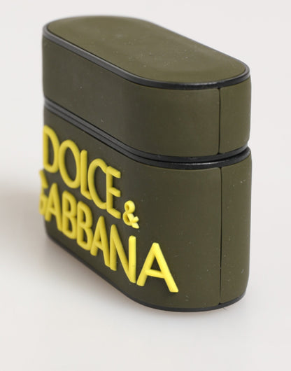 Dolce &amp; Gabbana – Airpods-Etui aus Gummi mit geprägtem Logo in Armeegrün