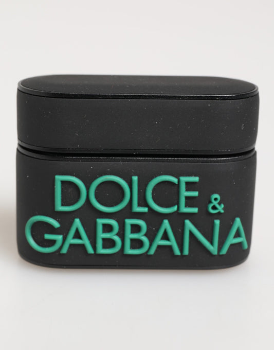 حافظة سماعات Airpods من Dolce & Gabbana مصنوعة من المطاط الأسود المنقوش بشعار دولتشي آند غابانا