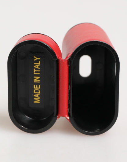 Dolce &amp; Gabbana – Airpods-Hülle mit Logo aus rotem und weißem Kalbsleder