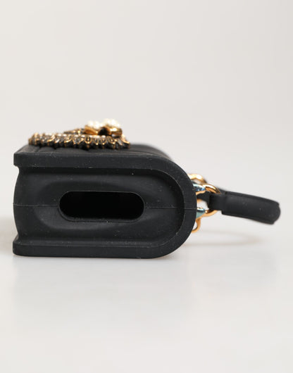 Dolce &amp; Gabbana – Schwarze Silikonhülle „Devotion Heart“ für Handtasche und Airpods