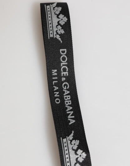 Dolce &amp; Gabbana Schwarz Silber Nylon DG Crown Herren Halter Schlüsselanhänger Schlüsselanhänger