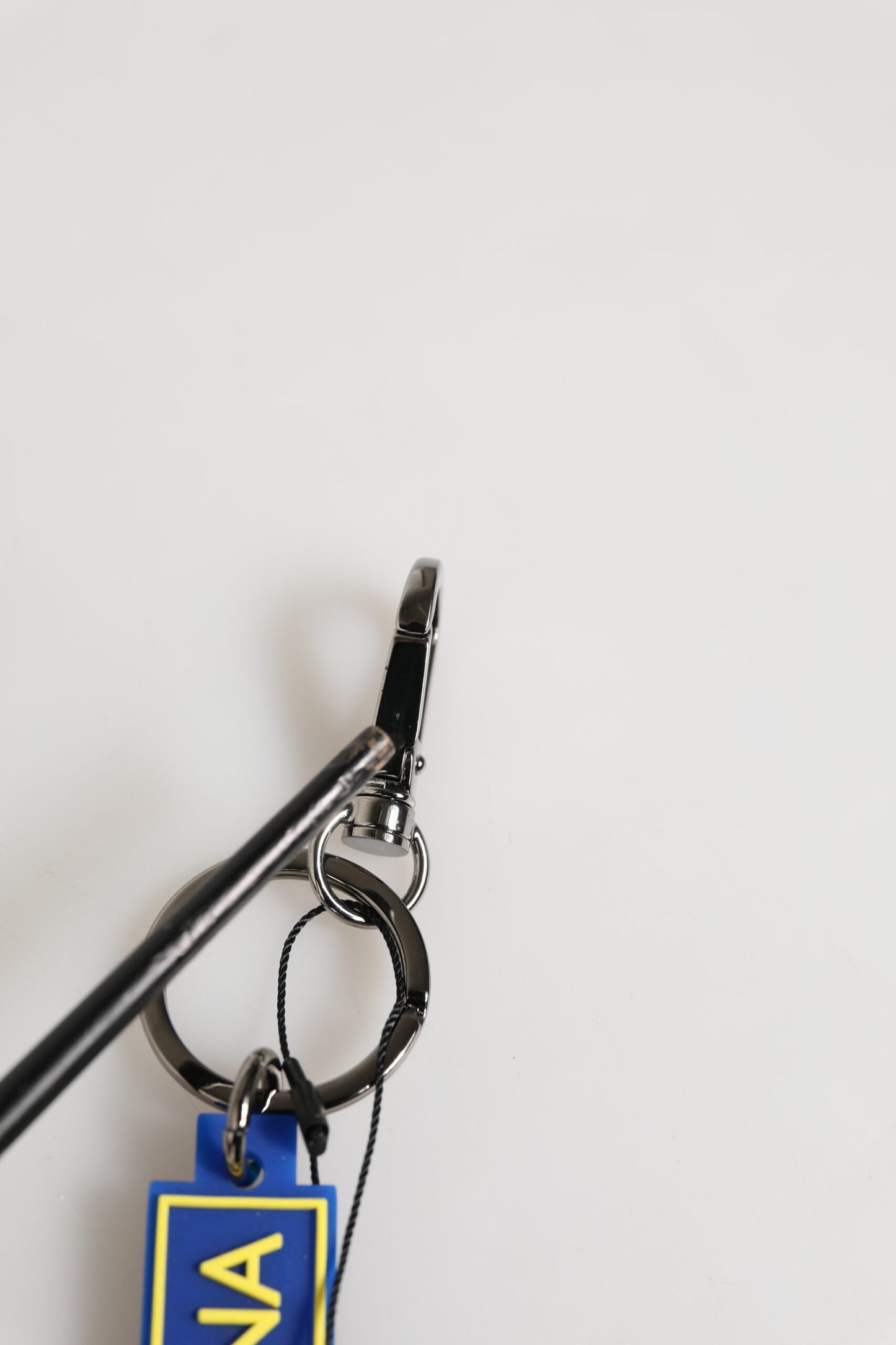 Dolce &amp; Gabbana Blau Gelb DG Gummi Logo Silber Herren Schlüsselanhänger Schlüsselanhänger