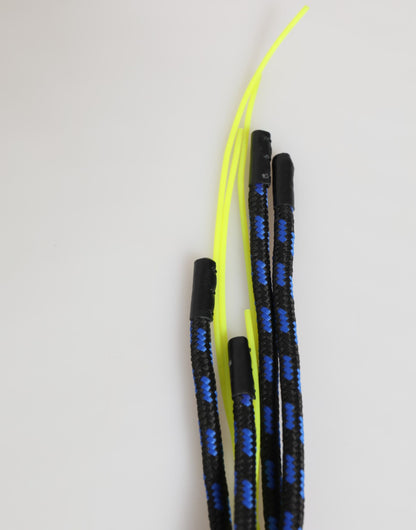 Dolce &amp; Gabbana Blau Gelb Lederband String DG Logo Schlüsselanhänger Schlüsselanhänger