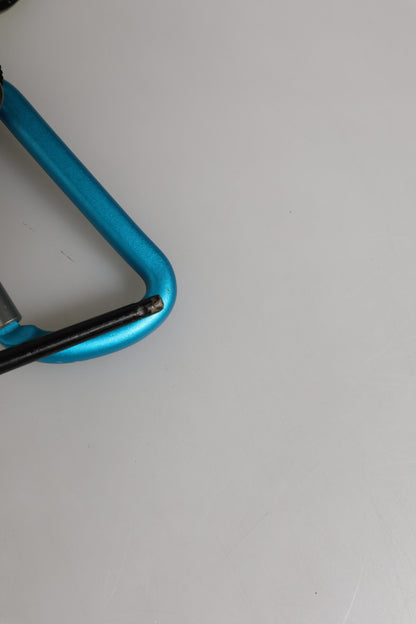 Dolce &amp; Gabbana Blau Gelb Lederband String DG Logo Schlüsselanhänger Schlüsselanhänger