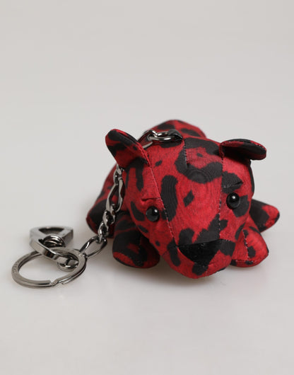 Dolce &amp; Gabbana Rot Schwarz Polyester Tier Silhouette Tasche Schlüsselanhänger Schlüsselanhänger