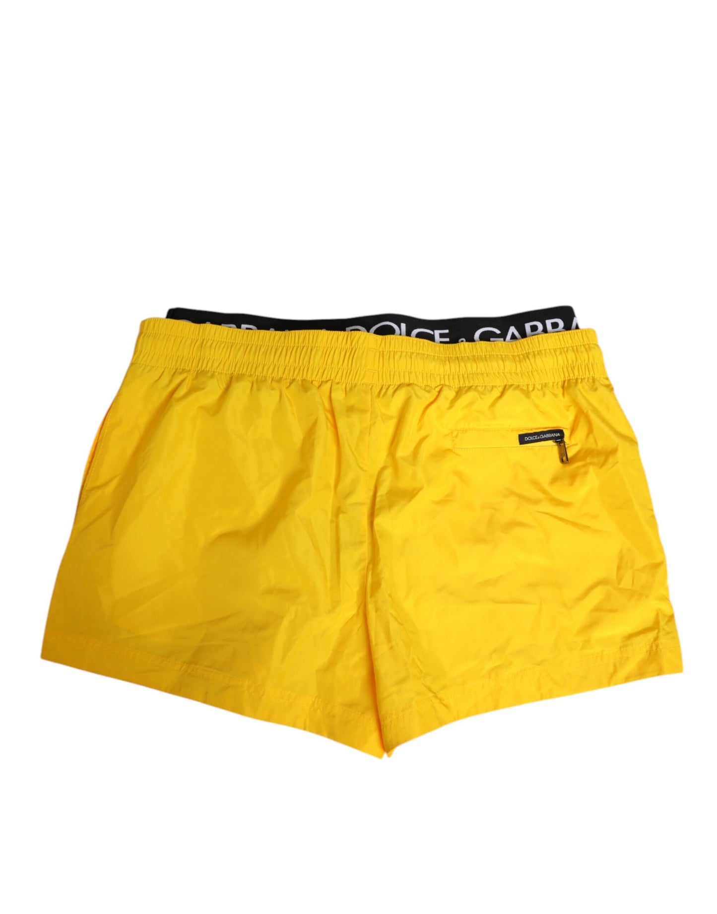 Dolce &amp; Gabbana Gelbe Kordelzug-Strandmode Herren Shorts Bademode