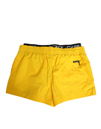 Dolce &amp; Gabbana Gelbe Kordelzug-Strandmode Herren Shorts Bademode
