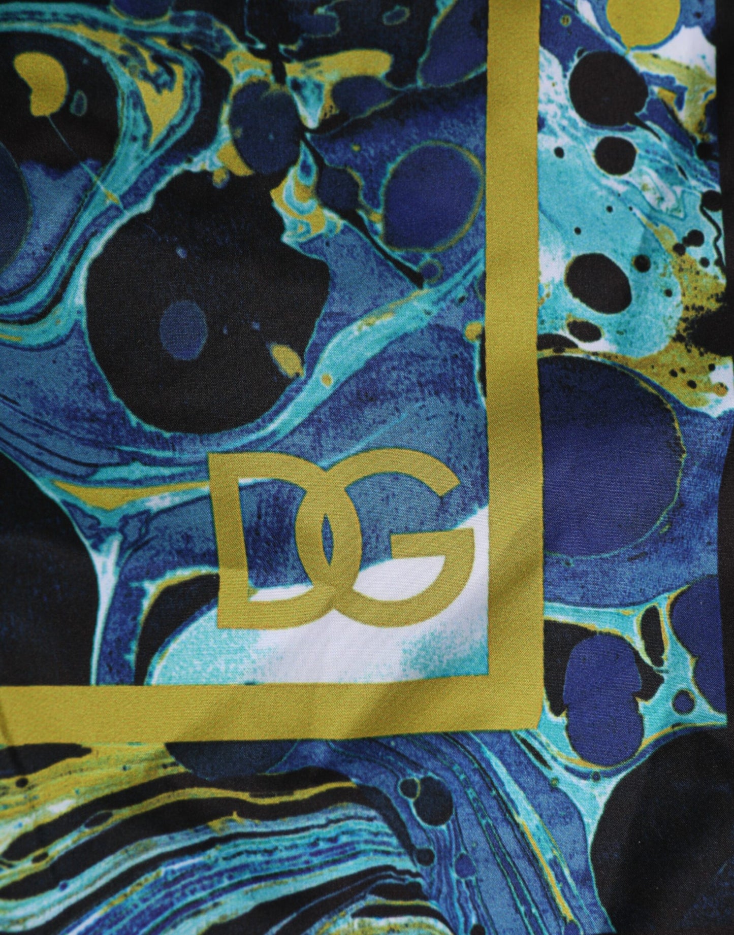 Dolce &amp; Gabbana – Blaue Herren-Boxershorts mit Marmor-Print und Logo