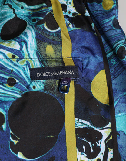 Dolce &amp; Gabbana – Blaue Herren-Boxershorts mit Marmor-Print und Logo
