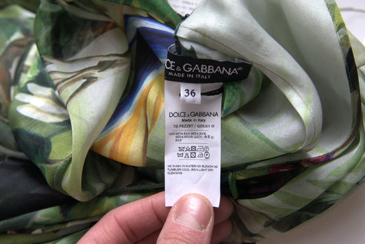Dolce &amp; Gabbana – Mehrfarbiges Maxikleid aus Seide mit Dschungel-Print für Damen
