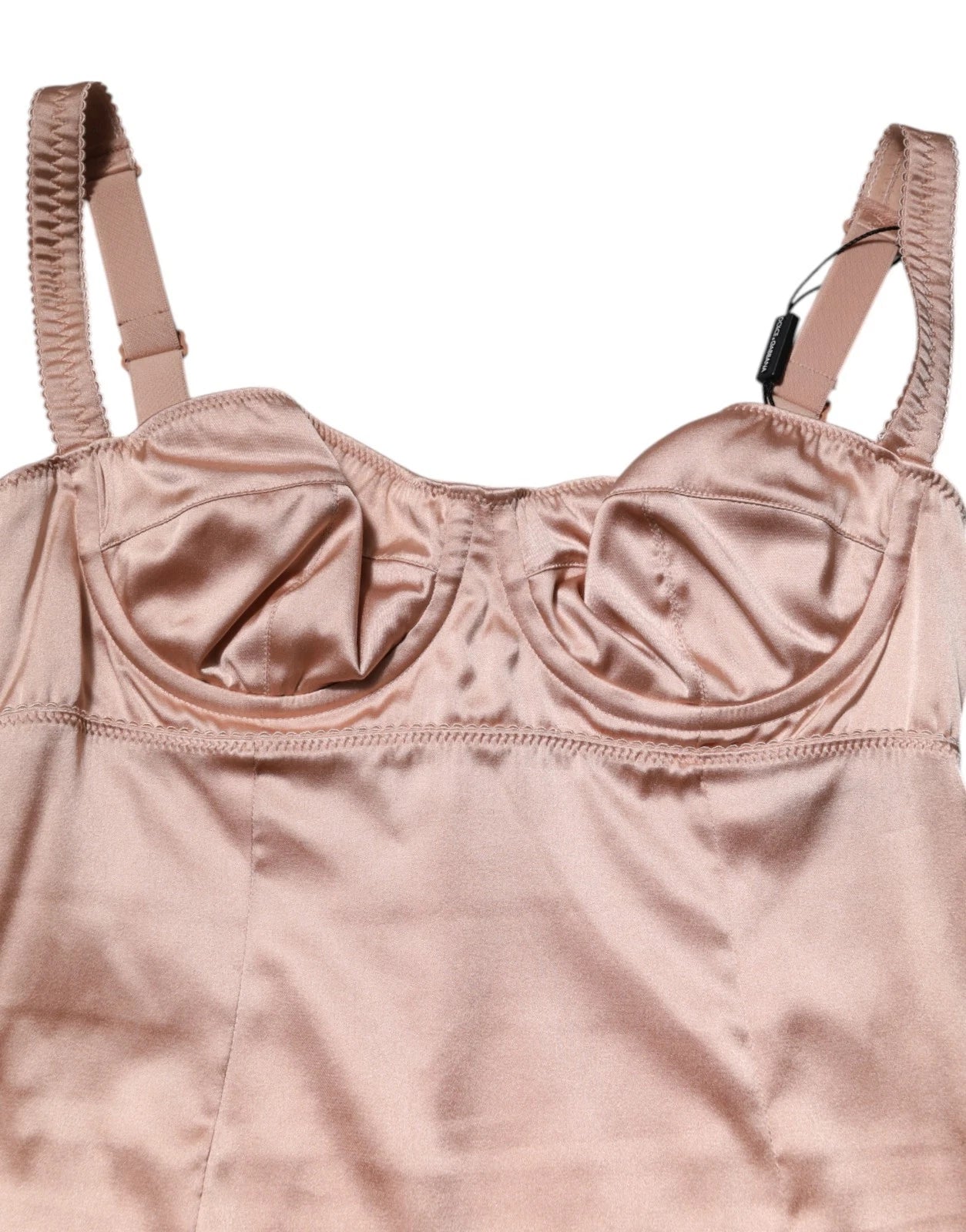 Dolce &amp; Gabbana – Bustier-Midikleid aus Seidensatin in Blush Pink