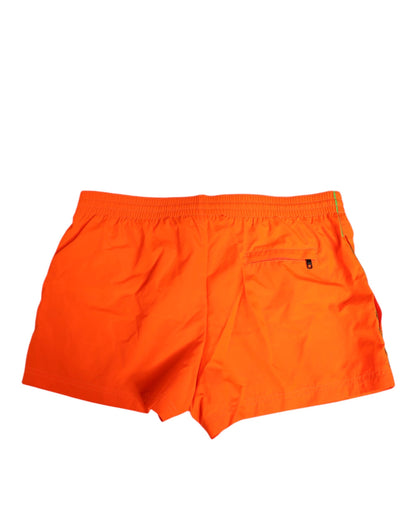 Dolce &amp; Gabbana Orange Polyester Beachwear Herren Shorts Bademode
