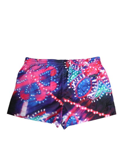Dolce &amp; Gabbana Mehrfarbige Shorts aus Polyester mit Neon-Print