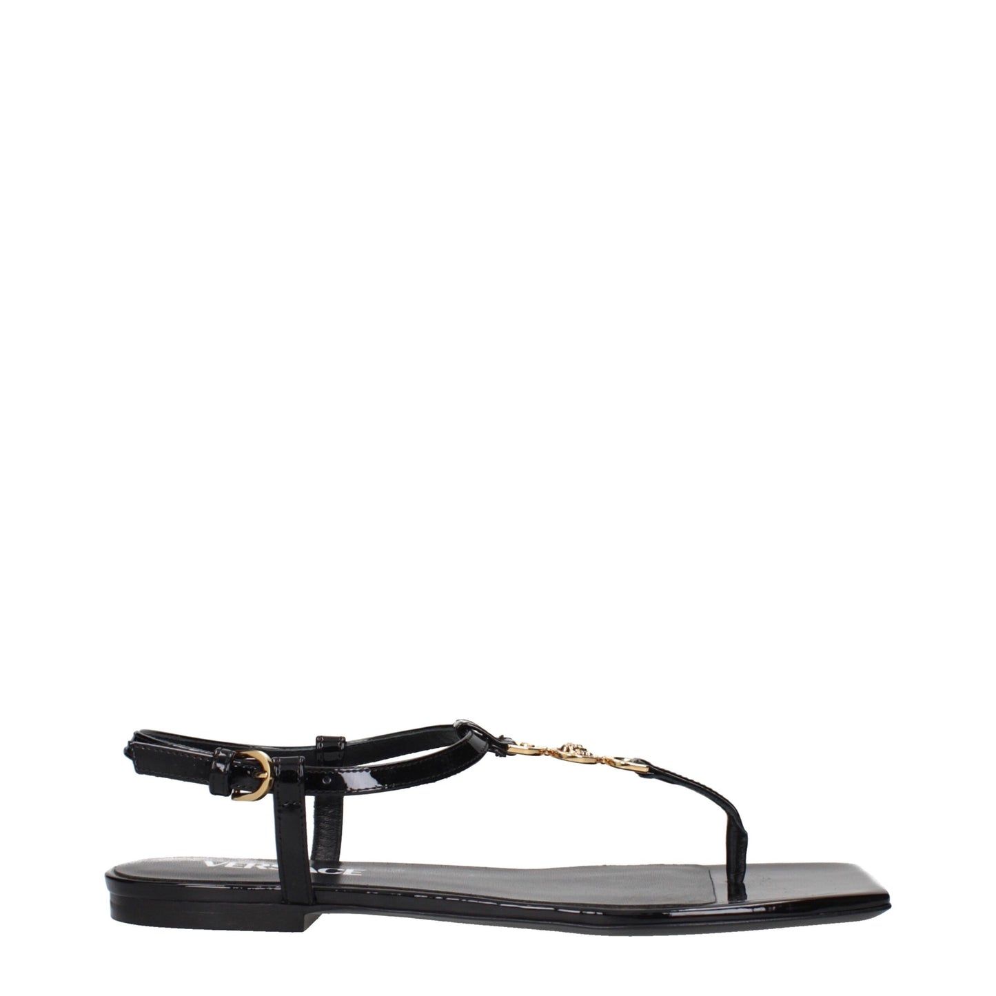 Versace – Flip-Flop-Sandalen aus schwarzem Leder