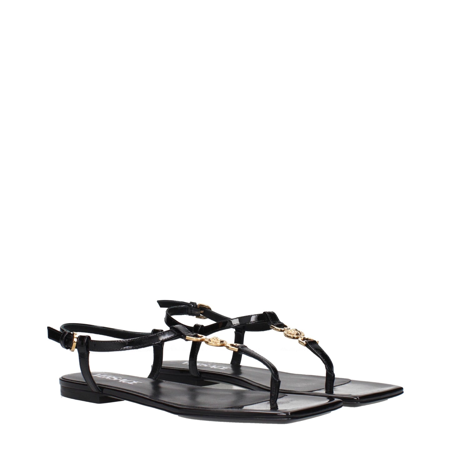 Versace – Flip-Flop-Sandalen aus schwarzem Leder