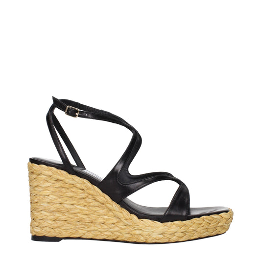 Jimmy Choo – Schwarze Keilsandalen aus Leder