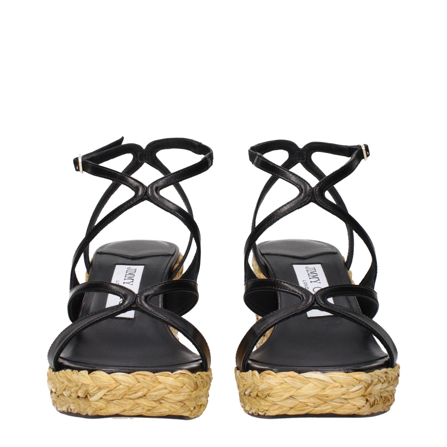 Jimmy Choo – Schwarze Keilsandalen aus Leder
