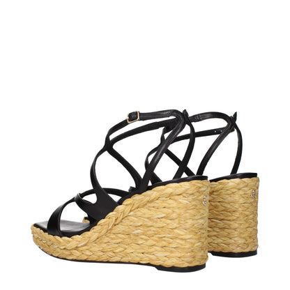 Jimmy Choo – Schwarze Keilsandalen aus Leder