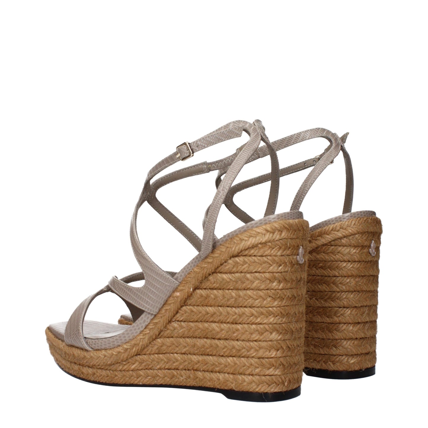 Jimmy Choo – Graue Keilsandalen aus Leder