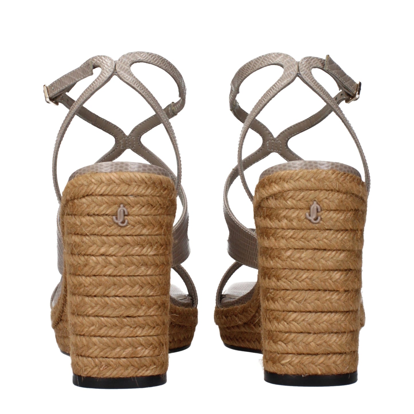 Jimmy Choo – Graue Keilsandalen aus Leder