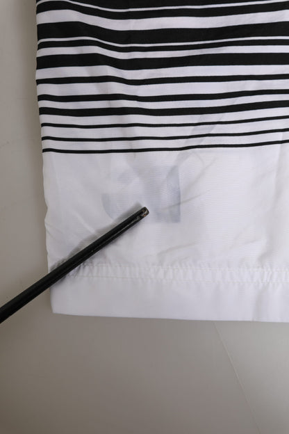 Dolce &amp; Gabbana Schwarz-weiß gestreifte DG-Logo-Bademode für Herren